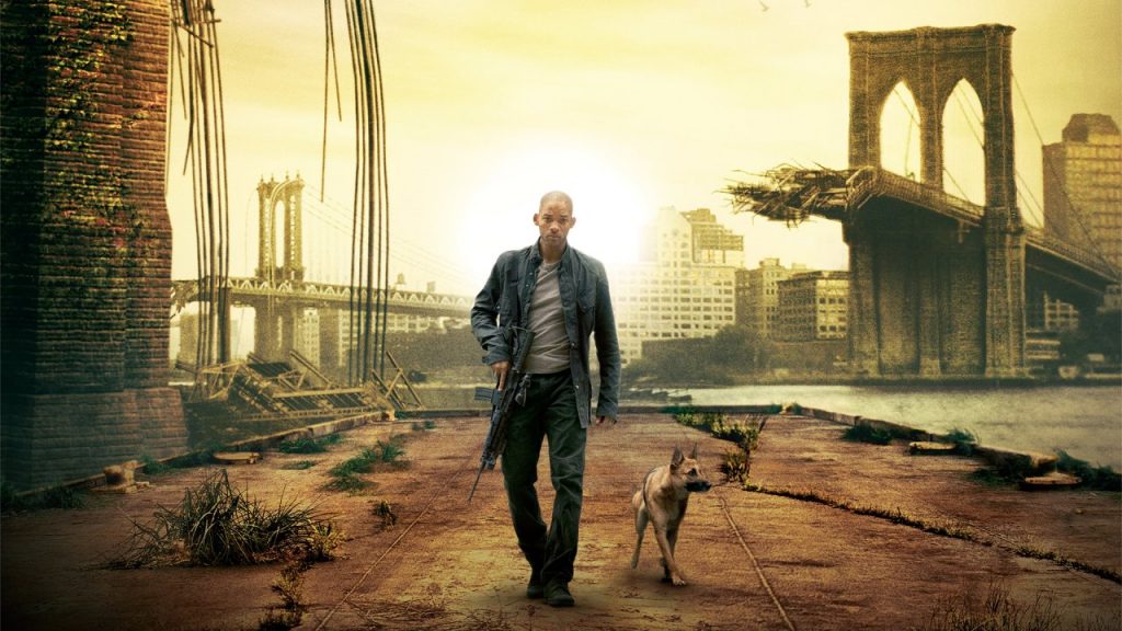 capa do filme eu sou a lenda com will smith e o cachorro