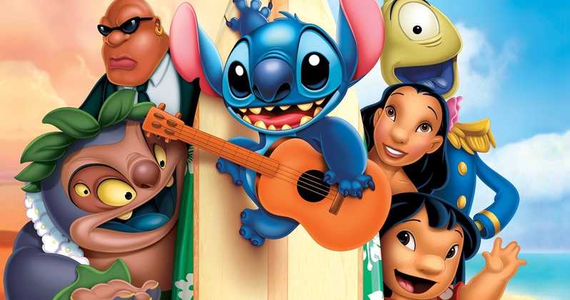 cena do filme lilo e stitich com todos os personagens principais do desenho animado