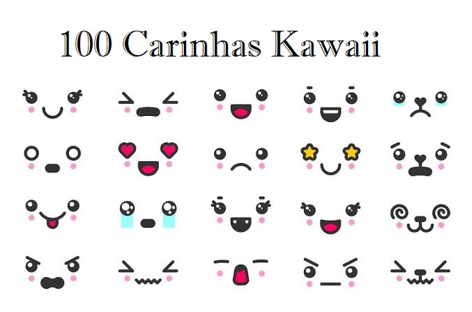 imagem com alguns desenhos de carinhas kawaii