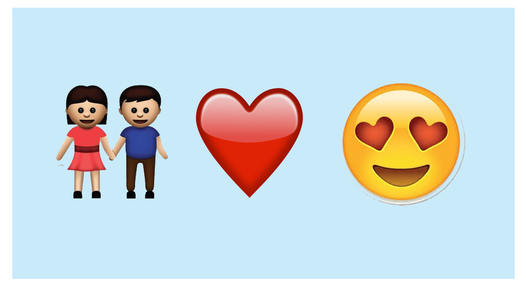 emojis de casal, coração e emoji apaixonado