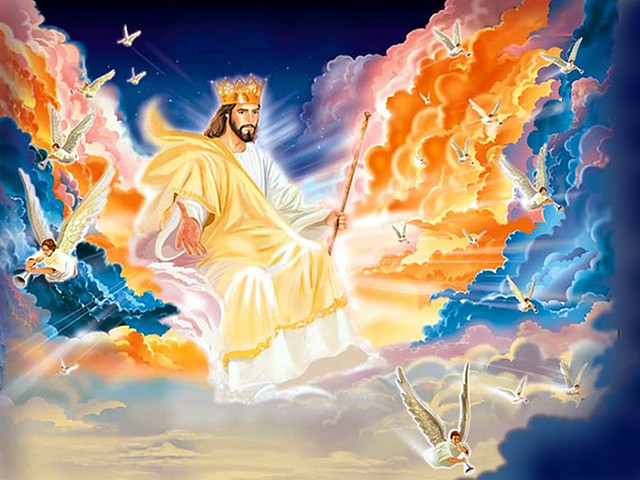 jesus nas nuvens com anjos